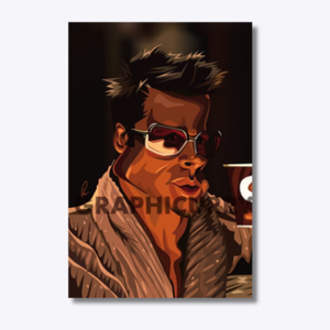 Brad Pitt as Tyler Durden in a striking digital illustration inspired by Fight Club, capturing his rebellious and chaotic energy in an iconic cinematic tribute.