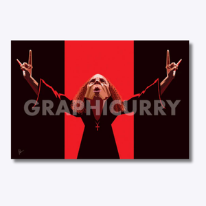 Ronnie James Dio caricature in a high-energy digital illustration, celebrating the heavy metal icon’s powerful vocals and legendary presence.
