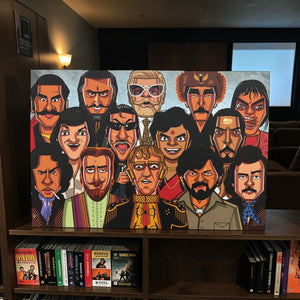 Indian movie villains artwork in creative illustrated style