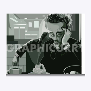 James Dean caricature capturing the Hollywood icon’s rebellious charm in a stylish digital illustration, inspired by his timeless role in Rebel Without a Cause.