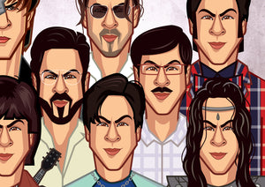 SRK iconic roles montage wall decor caricature illustration