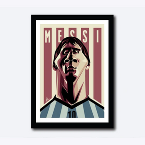 Lionel Messi caricature capturing the football maestro in an energetic digital illustration, celebrating his legendary career and unmatched skills.