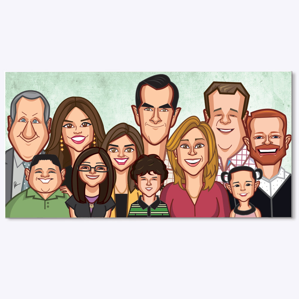 Modern Family wall art caricature by Prasad Bhat Graphicurry