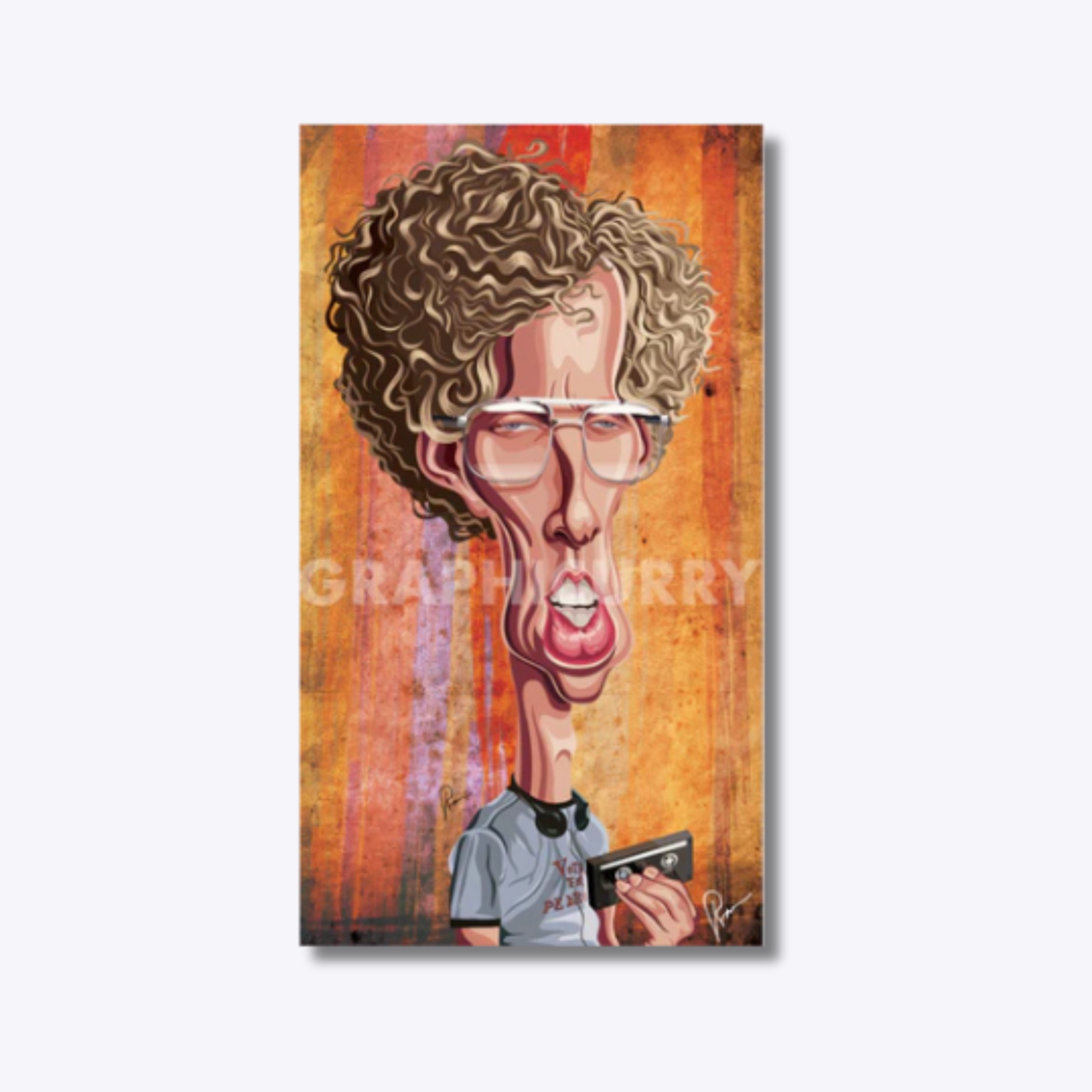 Napoleon Dynamite caricature featuring the quirky cult classic character in a fun and exaggerated digital illustration, inspired by his unforgettable style and humor.