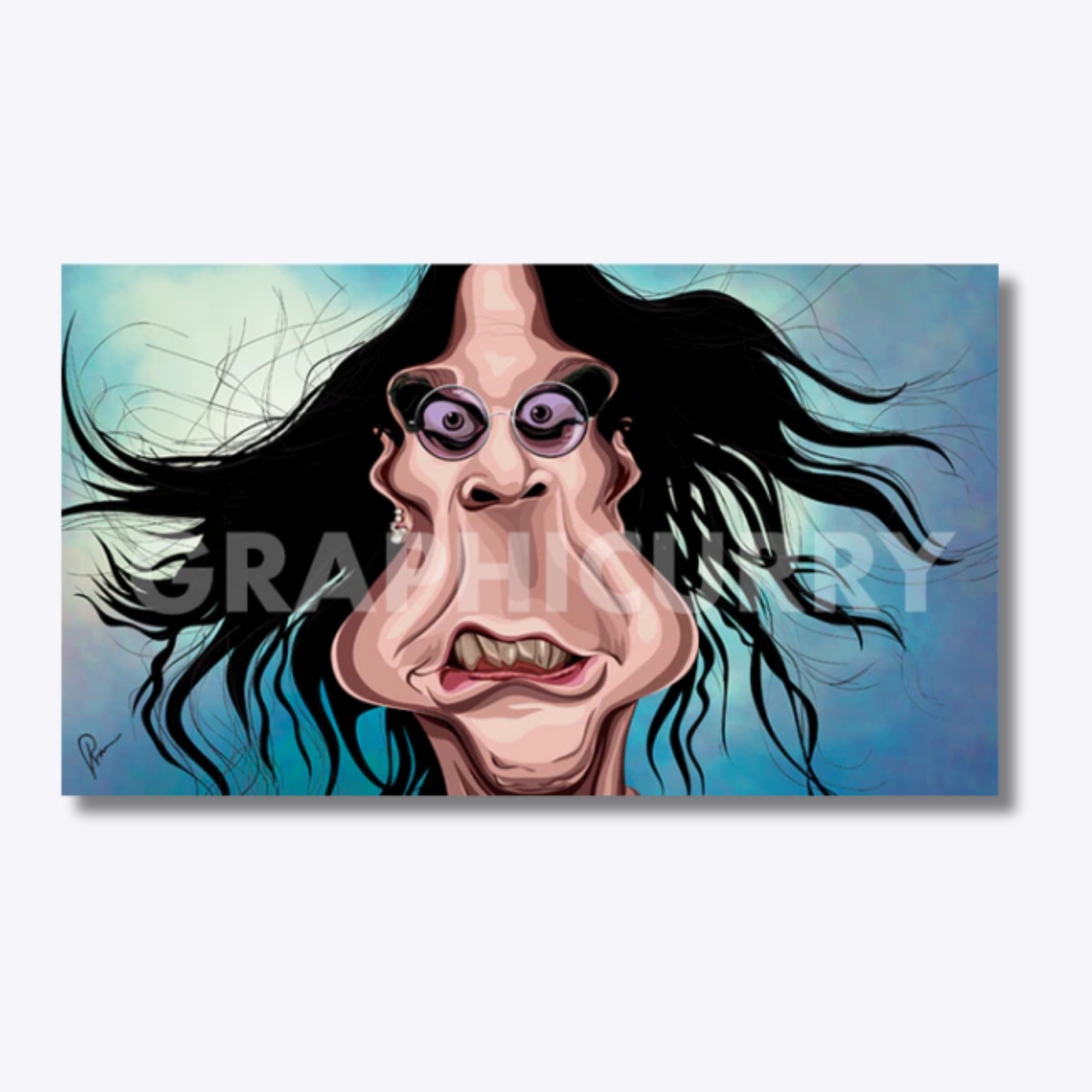 Ozzy Osbourne artwork featuring a striking digital illustration of the legendary Black Sabbath singer, capturing his larger-than-life persona and rebellious spirit in heavy metal history.