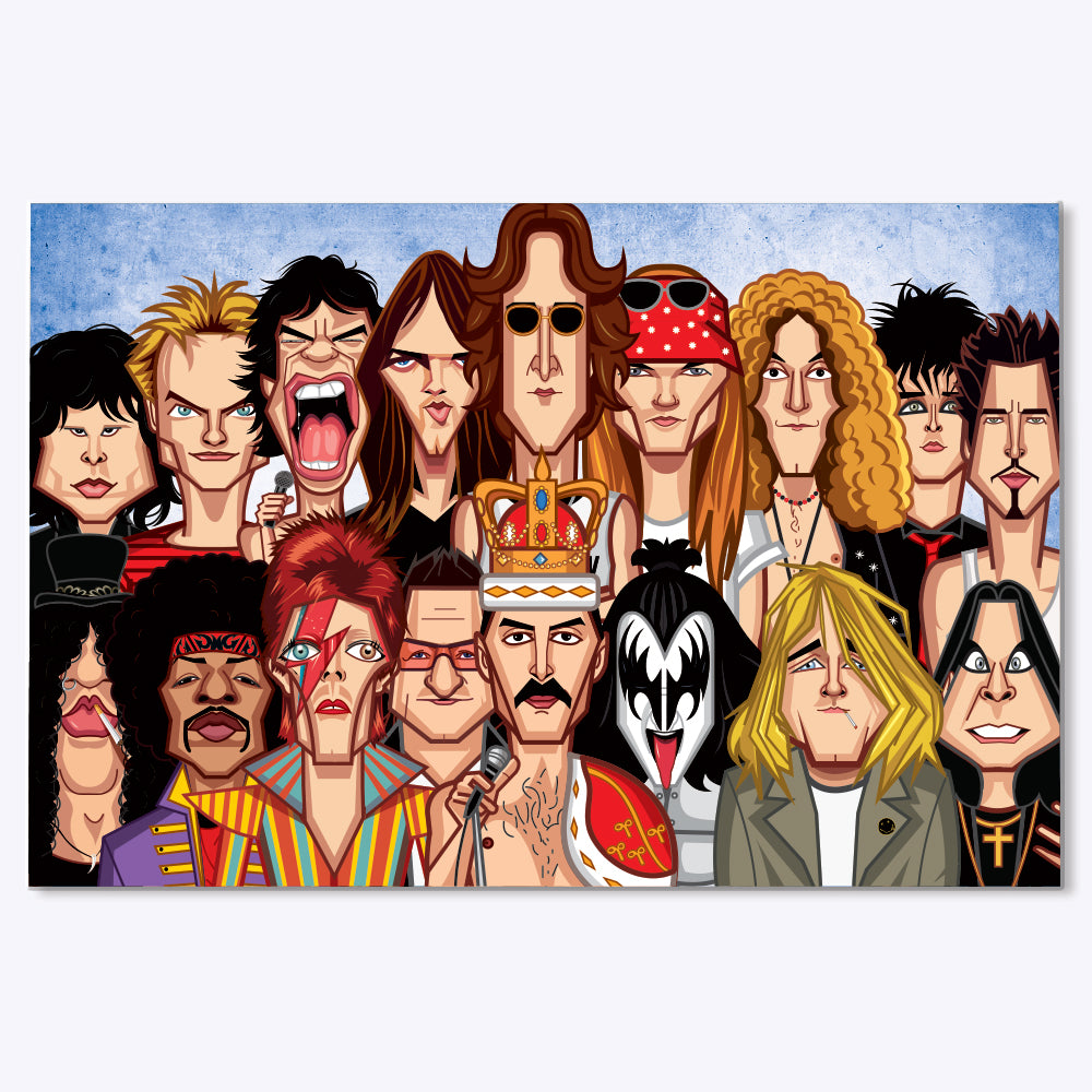 Rock legends wall art by Prasad Bhat featuring iconic rockstars