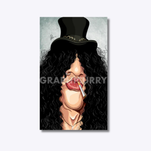 k of Slash, the iconic Guns N’ Roses guitarist, featuring his signature top hat, flowing curls, and rock ‘n’ roll attitude.