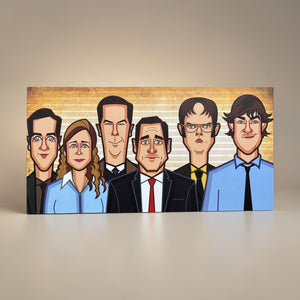 The Office tribute wall art caricature featuring Dunder Mifflin characters