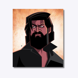 Illustration of Yash, the Kannada film actor best known for his role as Rocky Bhai in KGF, capturing his intense screen presence, rugged charisma, and iconic style that’s become synonymous with modern Kannada cinema.