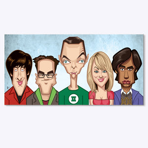 Big Bang Theory Tribute Wall Art featuring Sheldon Leonard Penny Howard Raj sitcom fan decor by Graphicurry
