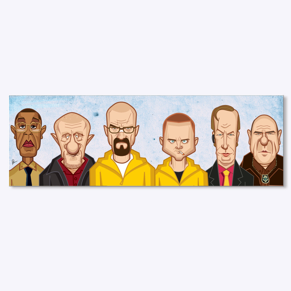 Breaking Bad tribute wall art featuring Walter White caricature by Graphicurry