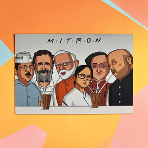 quirky caricature wall decor for living room India Mitron artwork