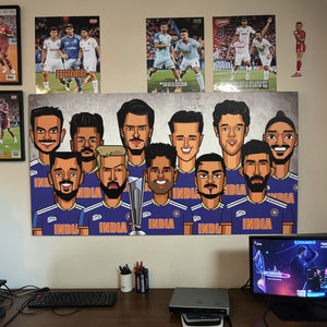 Indian cricket team caricature poster 2026 T20 World Cup winners artwork