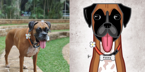 Custom pet caricature portrait – unique gift idea for pet lovers