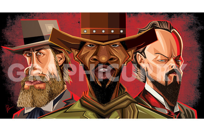 Django Unchained western movie wall decor with premium illustrated artwork
