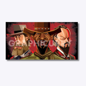 Django Unchained wall art illustrated by Prasad Bhat inspired by Quentin Tarantino's iconic western