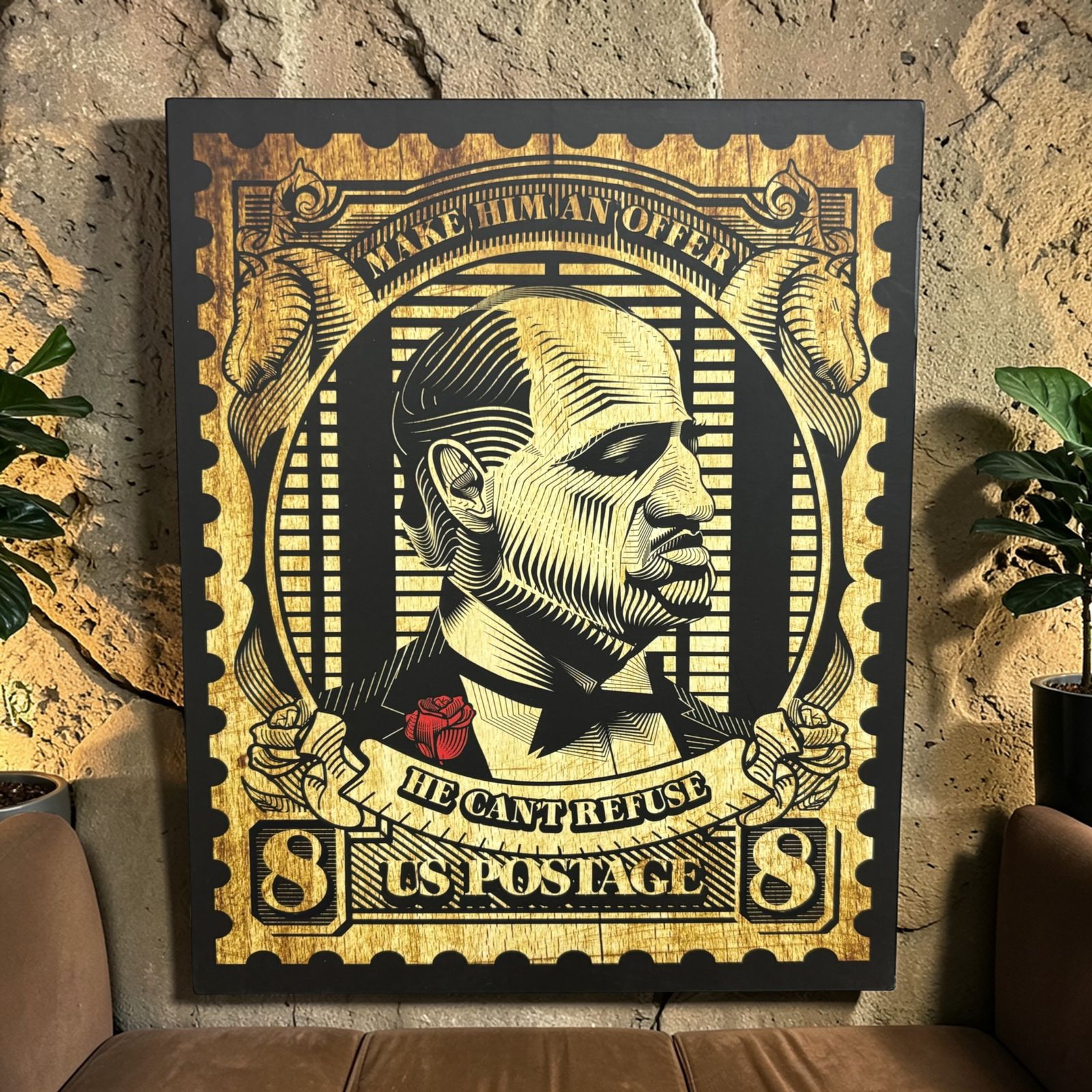 Don Corleone stamp-style wall art inspired by The Godfather movie