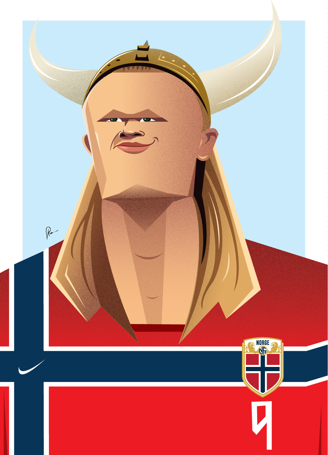 Erling Haaland caricature wall art by Graphicurry featuring the Norwegian football superstar