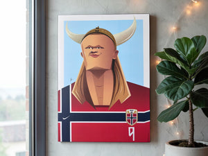 Erling Haaland goal machine caricature wall art by Graphicurry for football fans