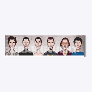 Evolution of Christian Bale wall art featuring his iconic movie roles and dramatic physical transformations