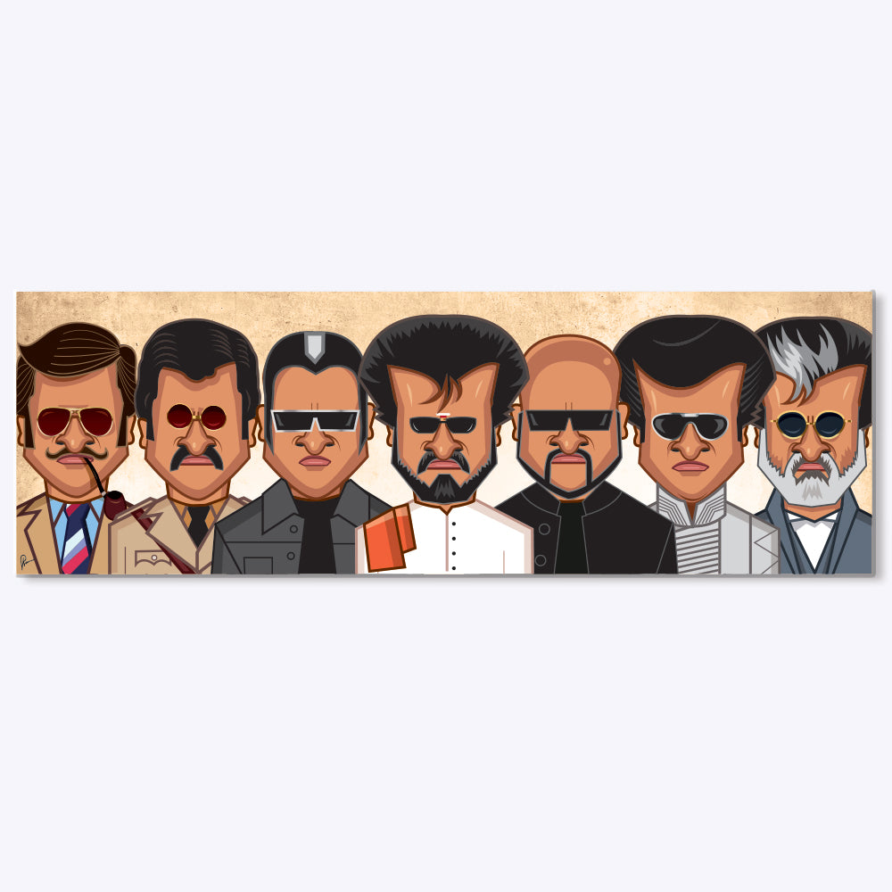 Evolution of Rajini wall art by Graphicurry