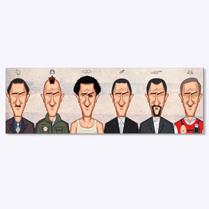 Evolution of Robert De Niro wall art featuring iconic movie characters in caricature style
