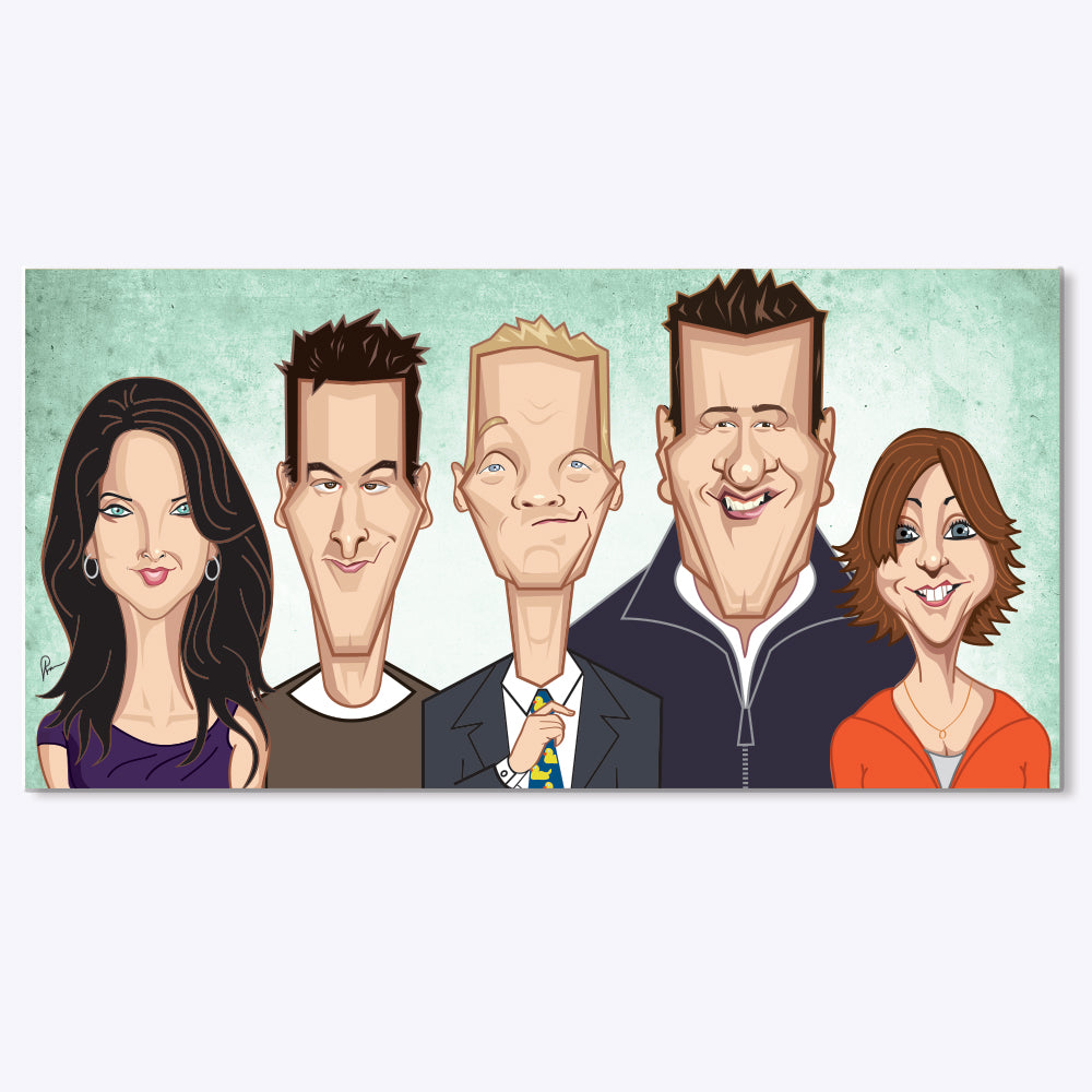 How I Met Your Mother wall art featuring Ted and friends by Graphicurry