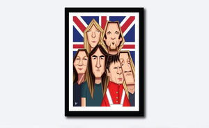 Iron Maiden tribute A3 poster featuring band caricature