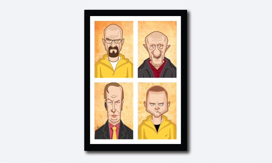 Breaking Bad tribute poster featuring Walter and Jesse caricature artwork