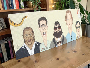 The Hangover movie wall art with Phil, Stu, Doug, Alan, and Leslie Chow