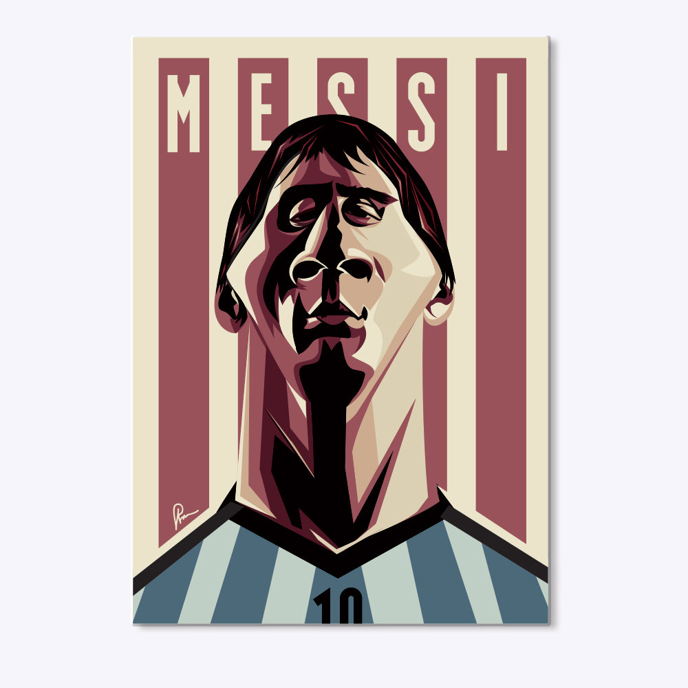 Lionel Messi wall art caricature illustration by Prasad Bhat