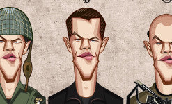 Matt Damon caricature poster for movie enthusiasts and collectors of celebrity art