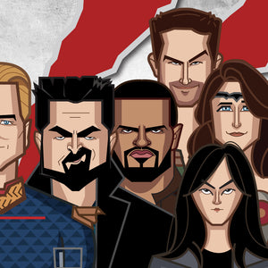 superhero TV series wall art The Boys characters stylized artwork print