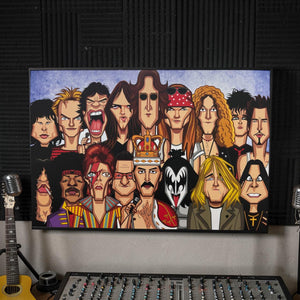 Rockstar tribute wall art in modern living room setup