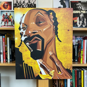 Hip-hop poster featuring Snoop Dogg illustrated as vibrant pop culture wall art.