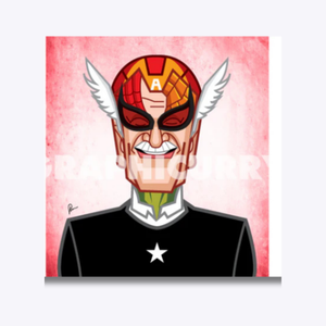 Stan Lee Tribute Wall Art by Prasad Bhat featuring the Father of Marvel in caricature