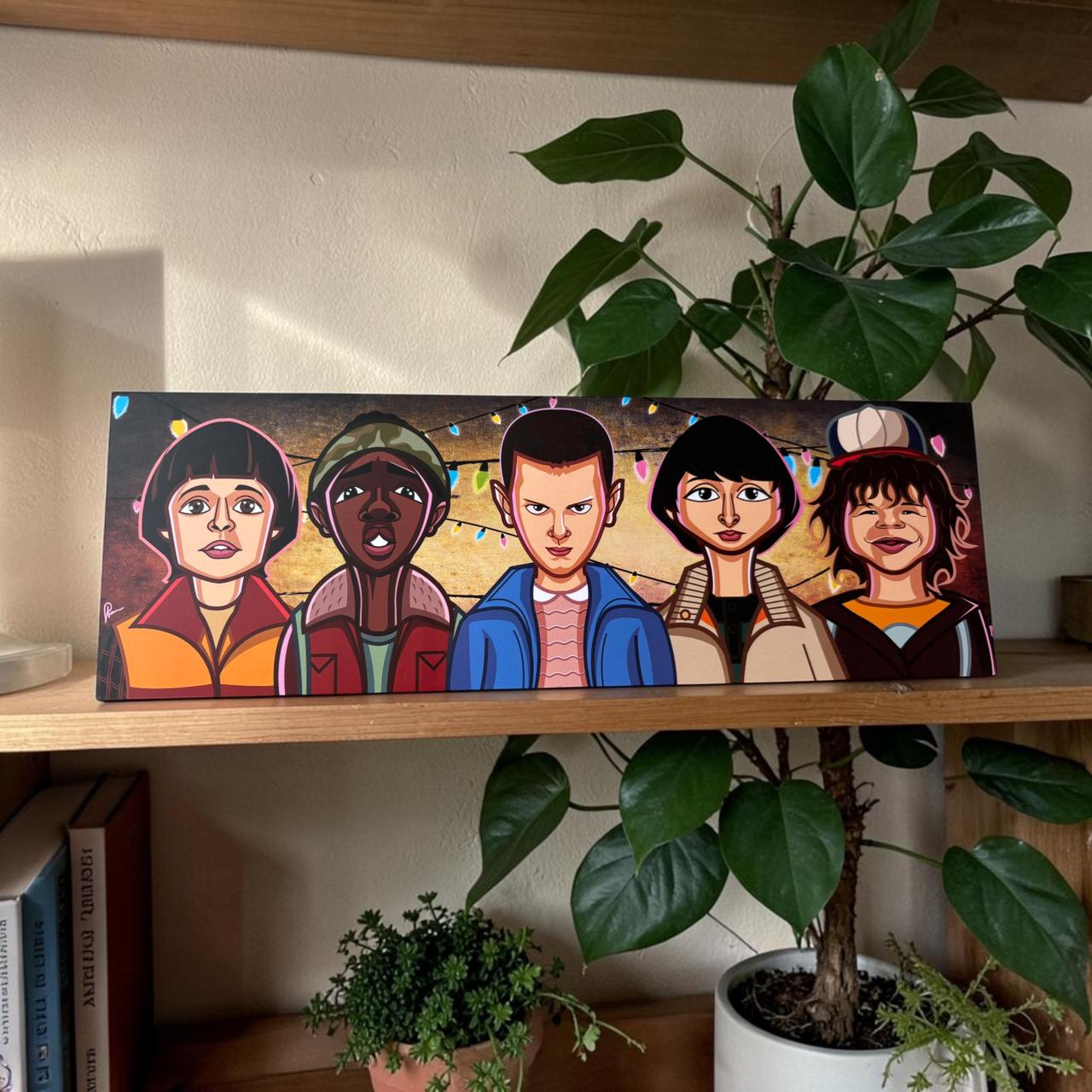 Supernatural series inspired wall art with kids group caricature