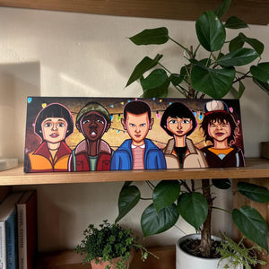 Supernatural series inspired wall art with kids group caricature