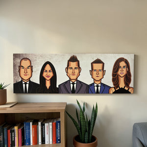Harvey Specter and Mike Ross poster from Suits in Graphicurry caricature style