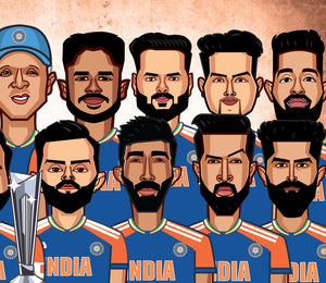 India T20 World Cup winners team portrait premium laminate artwork