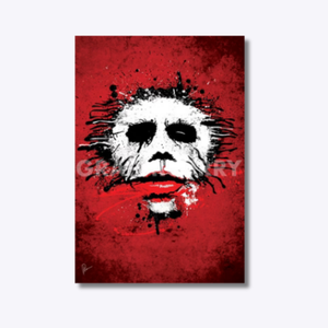 The Joker wall art illustrated by Prasad Bhat featuring Gotham's iconic villain
