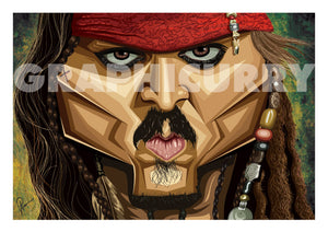 Johnny Depp as Jack Sparrow caricature poster