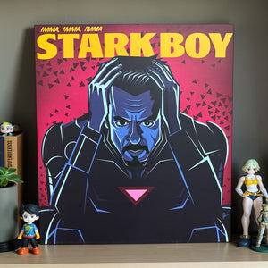 Unique superhero and music fusion wall art combining Iron Man aesthetics with The Weeknd style