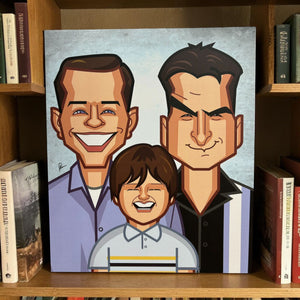 Modern Two and a Half Men wall decor inspired by the classic comedy series vibrant character illustration
