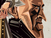 Caricature Art of GOT by Prasad Bhat . Image showing zoomed in face of Tywin Lannister.