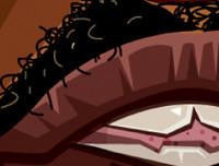 Zoomed in Django Tribute Art Poster by Prasad Bhat in Vector Caricature Illustrative Style. This image shows Jamie's Lips.