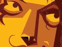 Led zeppelin artwork with the band members playing "Stairway to Heaven". Pop art by Prasad Bhat. Image shows the zoomed in close up of the band member's eyes