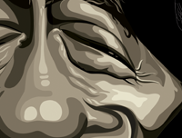 Bob Marley Poster Art by Prasad Bhat. Image shows zoomed in detail of his shut eyes.