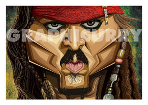 The Pirate Poster with one inch white margin for framing. Vector Caricature Illustration by Prasad Bhat
