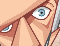 Closeup of George Carlin eyes in his caricature artwork. Drawn using vector illustrative style by artist Prasad Bhat of Graphicurry